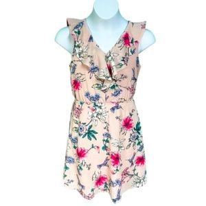 Sophia + Zeke Light Pink Floral Ruffle Dress Girls Size 7/8